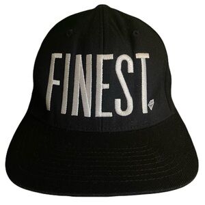 The Classics by Yupoong FINEST Flat Billed Black Adjustable snapback hat